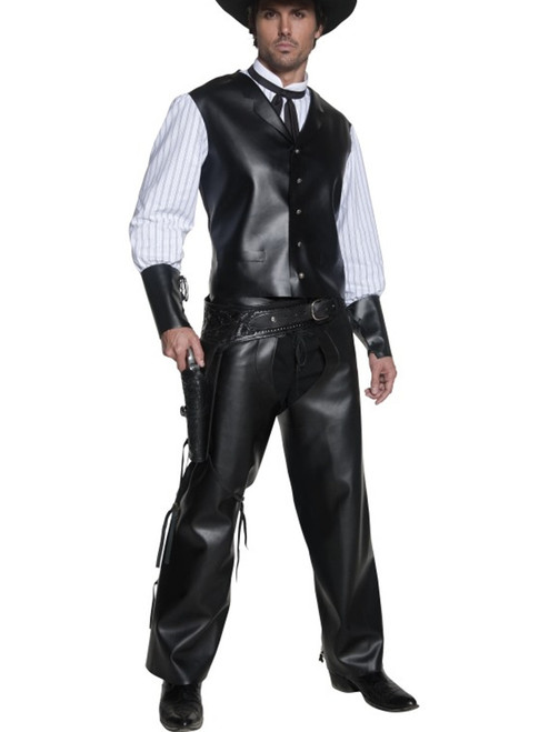 Mens Man In Black Western Gunslinger Oulaw Costume