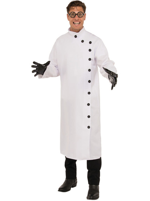 Men's Crazy Mad Scientist Button Up White Lab Coat Costume