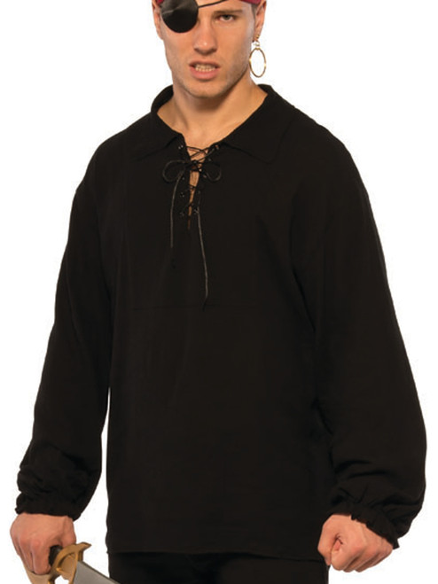 Men's Swashbuckler Black Lace Up Pirate Shirt Costume