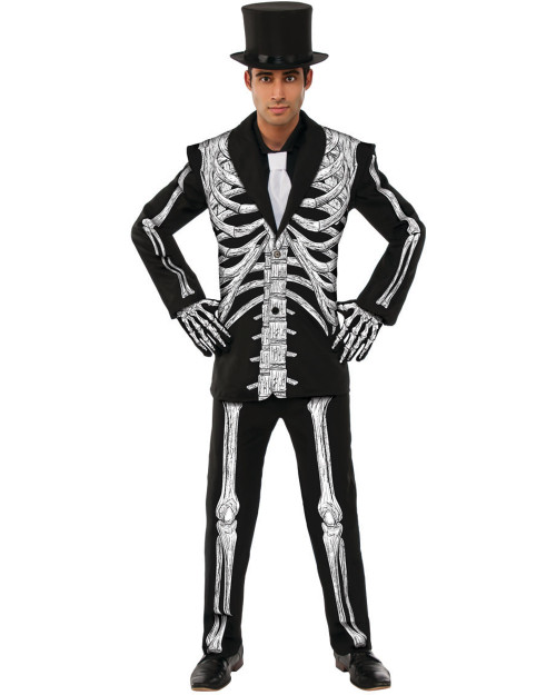 Men's Day Of The Dead Skeleton Mr. Bones Gentleman Tuxedo Costume