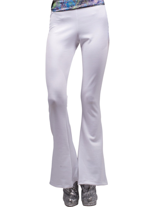 Adult's Womens White 70s Flared Boogie Disco Pants Costume