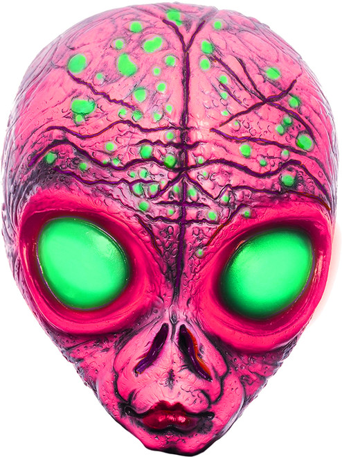 Adult Fuchsia Area 51 Scary Science Fiction Alien Costume Latex Mask Large Eyes