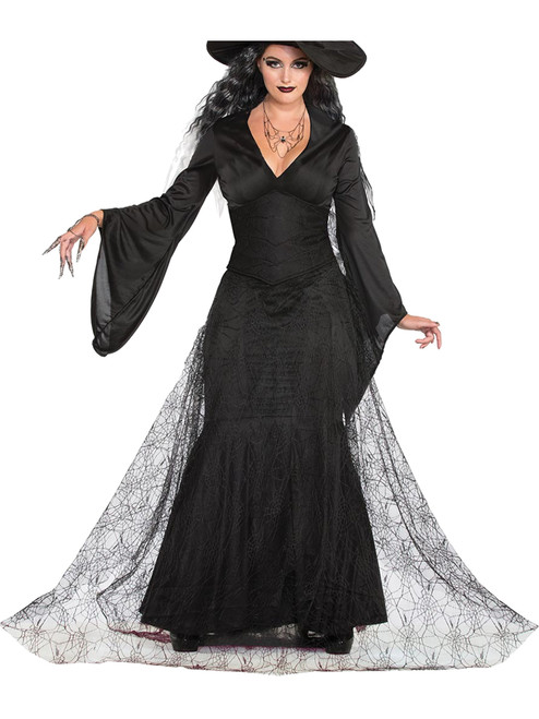 Adult's Womens Elegant Classic Witch Dress Costume