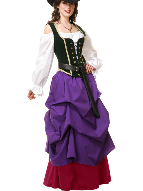 Adult's Womens Purple And Wine Country Western Lass Wench Dress Costume