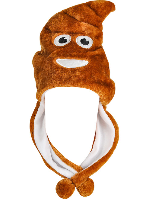 Child's Smiling Poop Emoji Emoticon Pom Pom Hat Costume Accessory