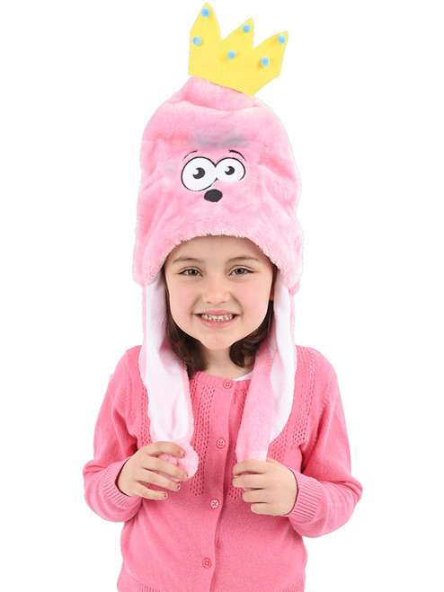 Child's Pink Princess Surprised Emoji Emoticon Pom Pom Hat Costume Accessory