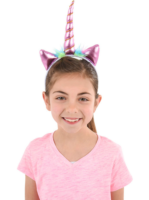 Soft Plush Pink Mystical Magical Unicorn Horn Headband Costume Accessory