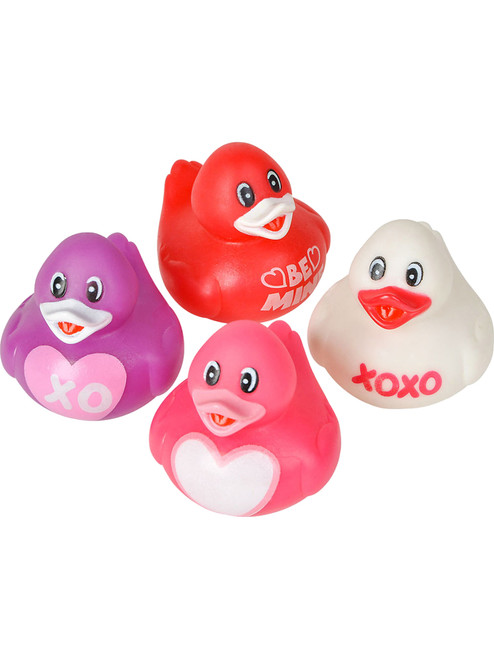 Valentine's Day Rubber Ducks Duckies Bath Toys Party Favors Set Of 12