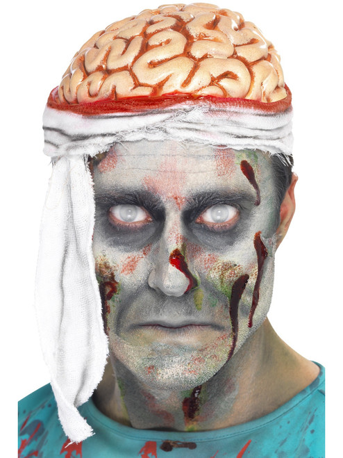 Undead Zombie Exposed Brain Bandage Headpiece Hat Costume Accessory