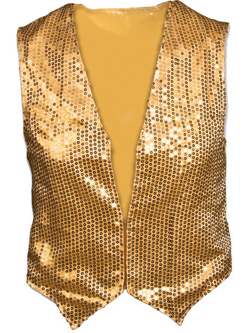 Adult Mens Club Dazzle Amazing Showman Magician Gold Sequin Vest Costume