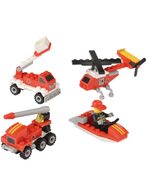 Building Bricks Block Mania Firefighter Vehicle Crane Truck Toy