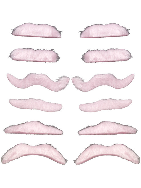 Set of 12 Pink November Cowboy Gentleman Crazy Party Costume Moustaches