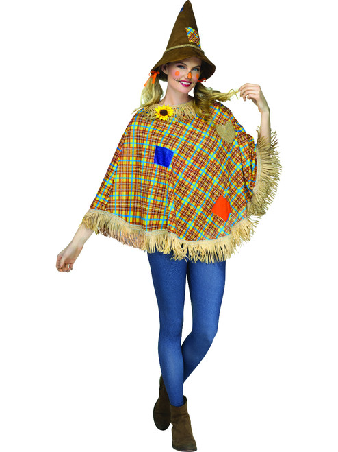 Adult's Womens Scarecrow Poncho Costume One Size 4-14