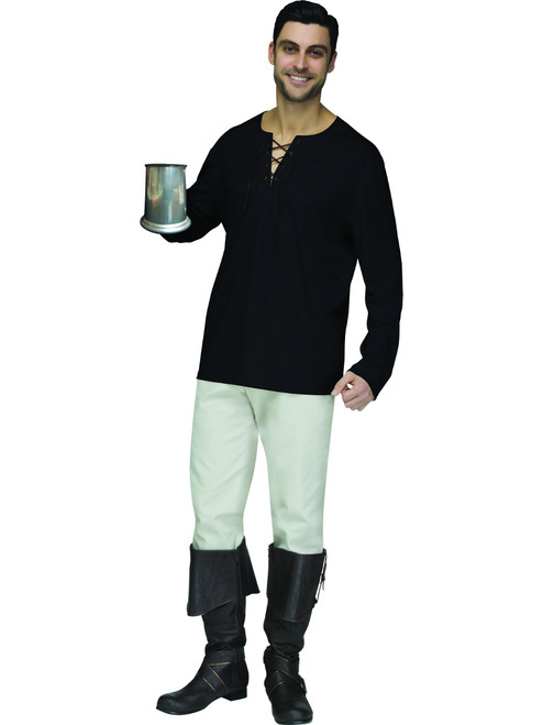 Adult's Mens Black Peasant Shirt Costume One Size