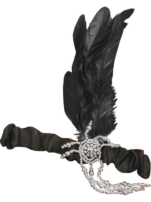 Black Charleston Classic 20s Flapper Girl Head Feather