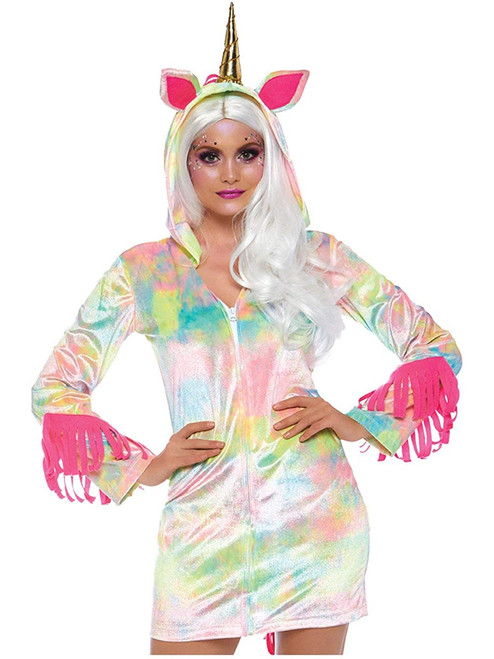 Womens Enchanted Unicorn Hooded Dress Costume