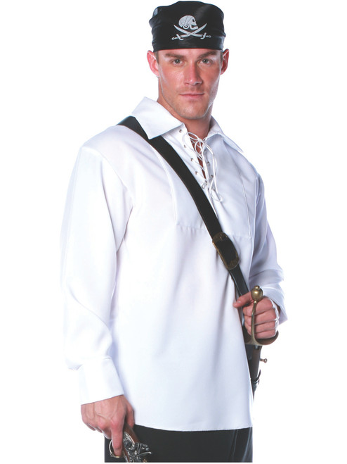 Men's White Pirate Buccaneer Costume Shirt