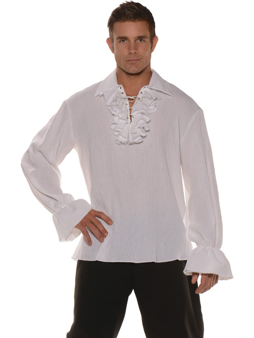 Men's White Gauze Pirate Costume Shirt