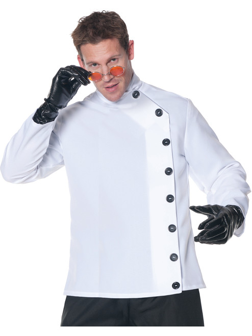 Men's White Mad Scientist Button Front Costume Shirt