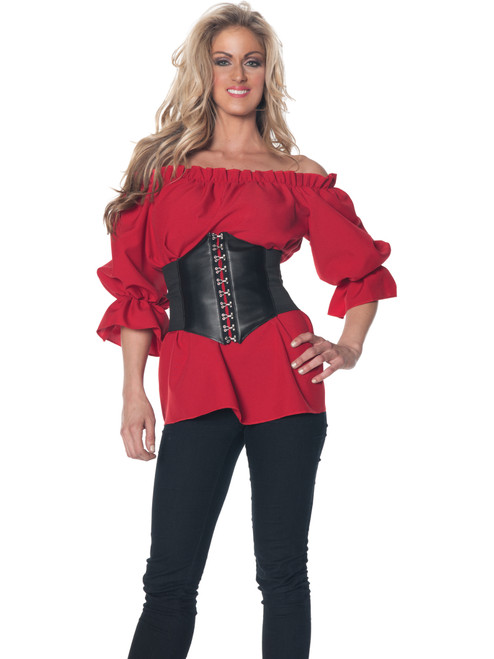 Women's Red Renaissance 3/4 Sleeve Costume Shirt