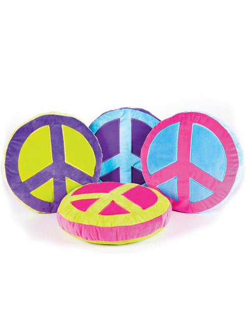 16" Pink and Blue Plush Peace Sign Hippie 60s 70s Pillow Bedroom Decoration