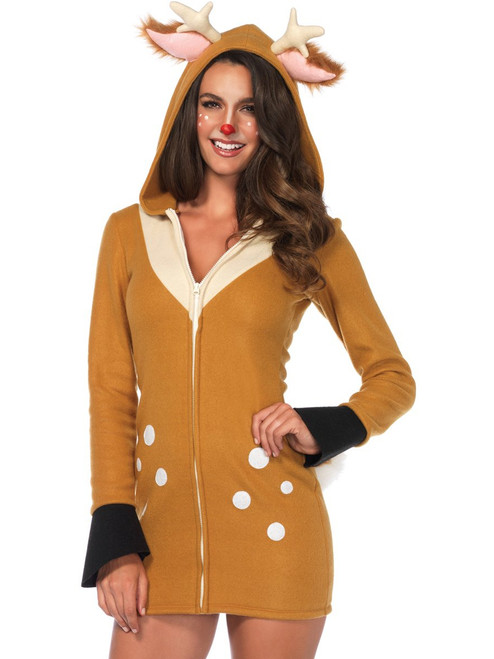 Adult's Womens Cozy Woodland Fawn Hooded Dress Costume