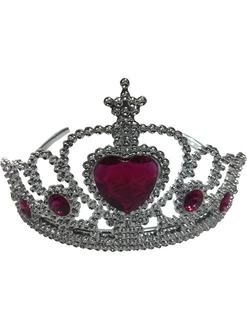 New Beauty Queen Pagent Costume Tiara with Dark Pink Heart
