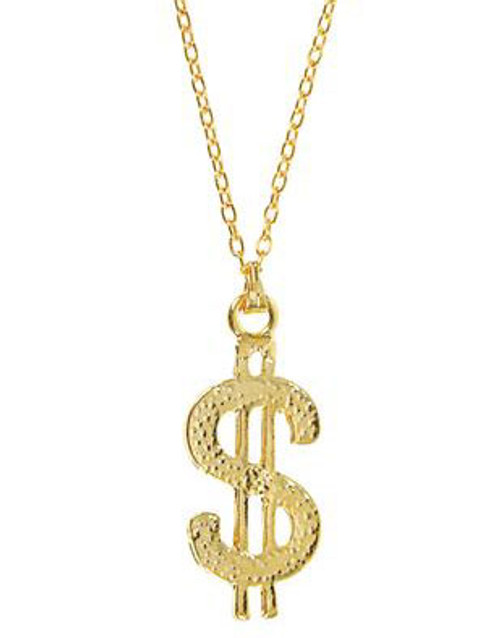 Gold Costume Pimp Gangsta Gangster Dollar $ Necklace