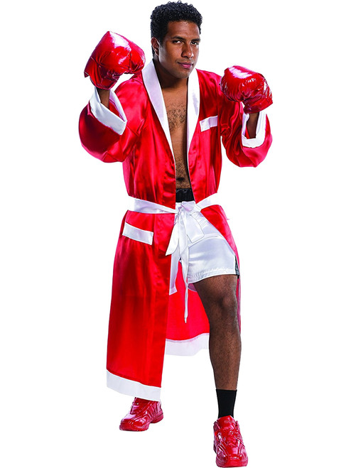 Adult's Mens The Champion Boxer Red Hooded Robe Costume