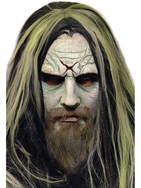 Rob Zombie Mask With Beard and Wig Costume Accessory