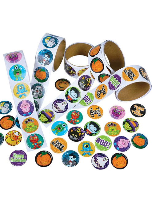 5 Rolls of 100ea Assorted 1.5" Halloween Stickers