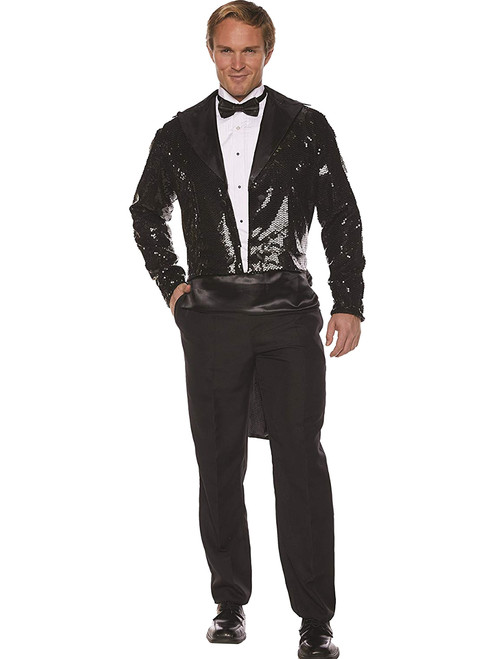 Men's Black Sequin Gentleman Costume Tailcoat