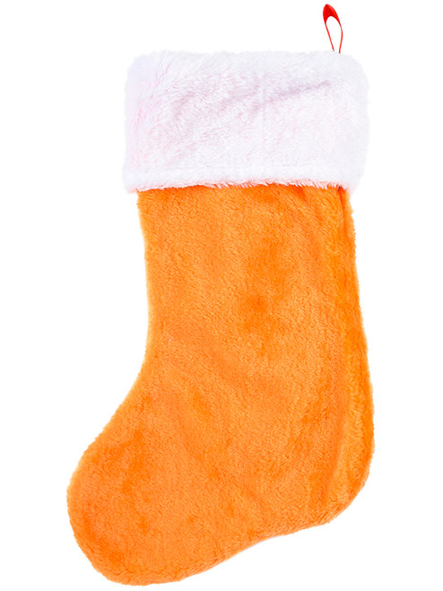 Christmas Orange Plush Faux Fur Trim 16" Classic Stocking