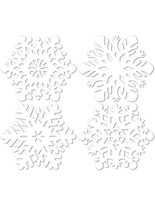 Set Of 4 Large White Snowflake Cutouts Christmas Holiday Party Decorations