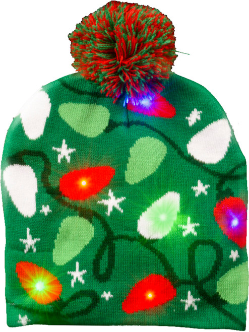 Christmas Bulbs Light Up Beanie Hat Costume Accessory