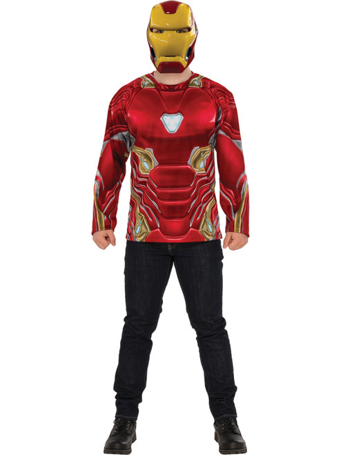 Mens Avengers Endgame Iron Man Shirt And Mask Costume