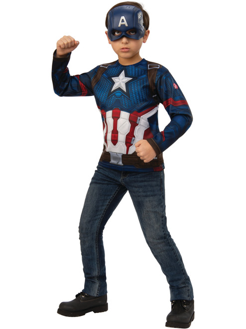 Boys Avengers Endgame Captain America Shirt And Mask Costume