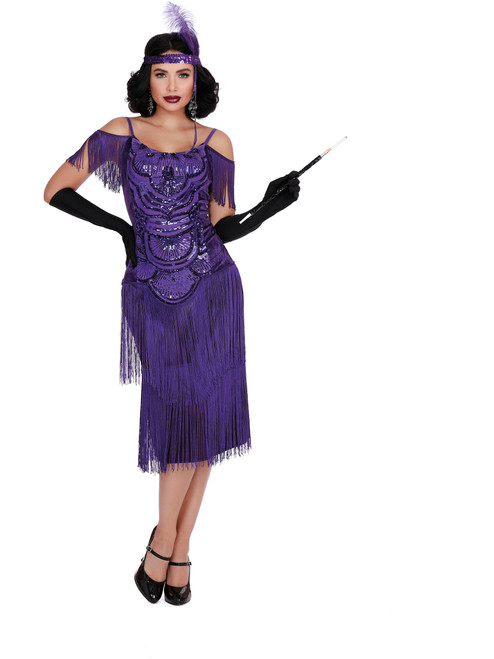 Adult's Womens Roaring 20s Purple Flapper Miss Ritz Costume