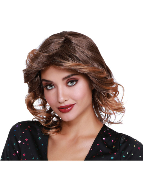 Womens 70s Disco Diva Feather Wig Costume Accessory