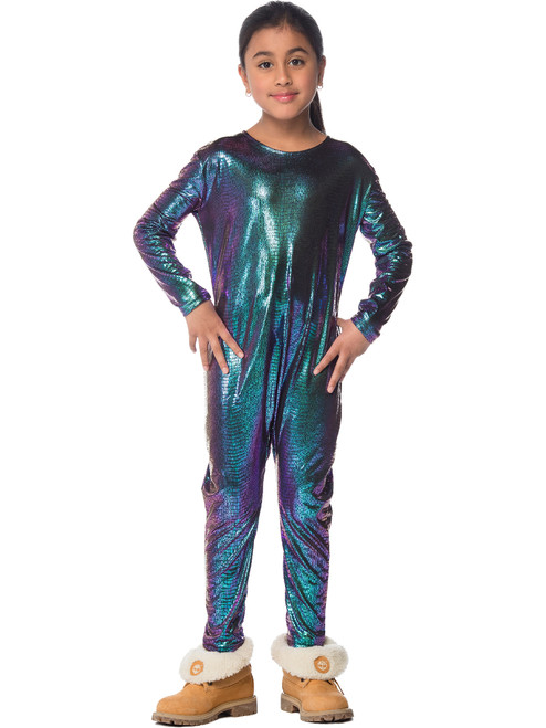 Childs Stretchy Dragon Scale Skin Jumpsuit Costume