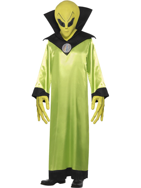 Mens Outerspace Invader Green Alien Lord Costume