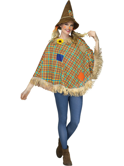 Adult's Sweet Scare Crow Poncho Costume Accessory