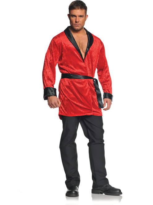 Men's Millionaire Mansion Red Smoking Jacket Costume