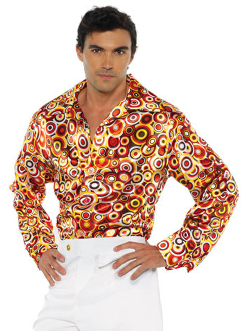Men's 70s Funky Brown Circle Costume Shirt