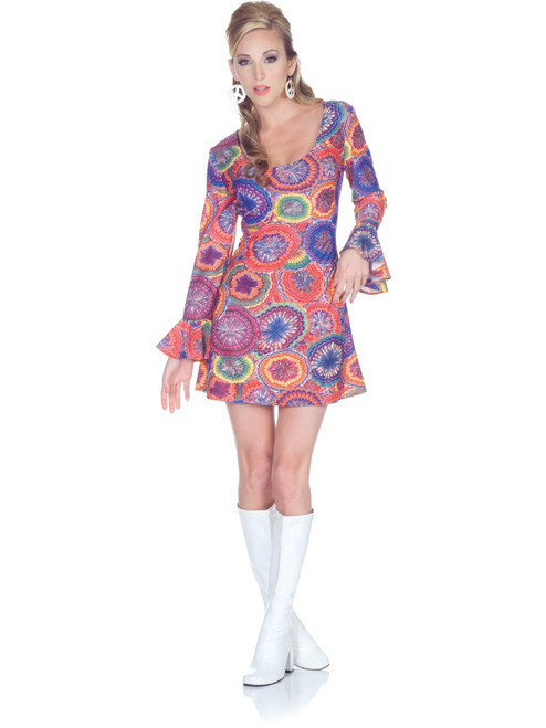 Women's 70s Groovy Psychedelic Splash Dress Costume