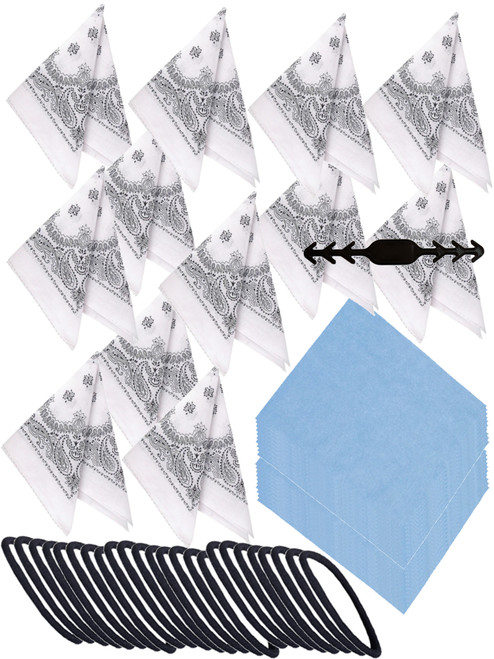 White Bandana Face Mask DIY Kit Set Of 12 With Ear Protector