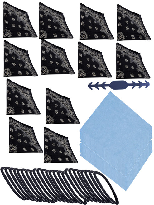 Blue Bandana Face Mask DIY Kit Set Of 12 With Ear Protector
