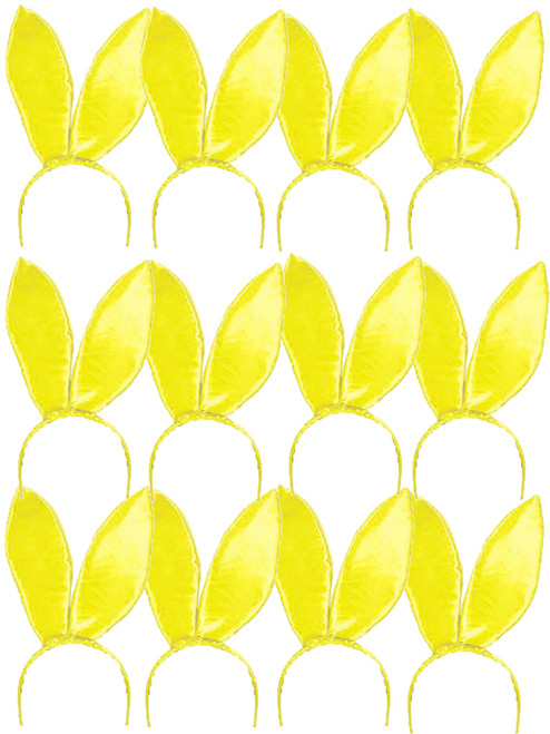 Set Of 12 9.5" Yellow Satin Easter Bunny Rabbit Costume Ears Costume Accessories