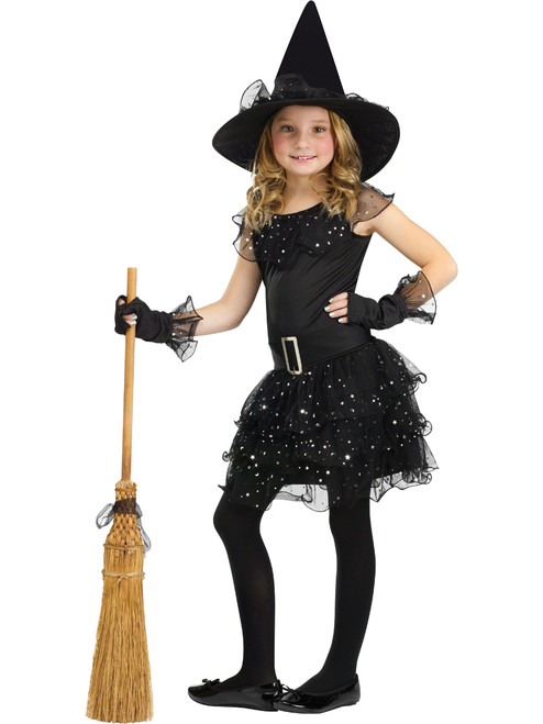 Black Glitter Witch Girl's Costume