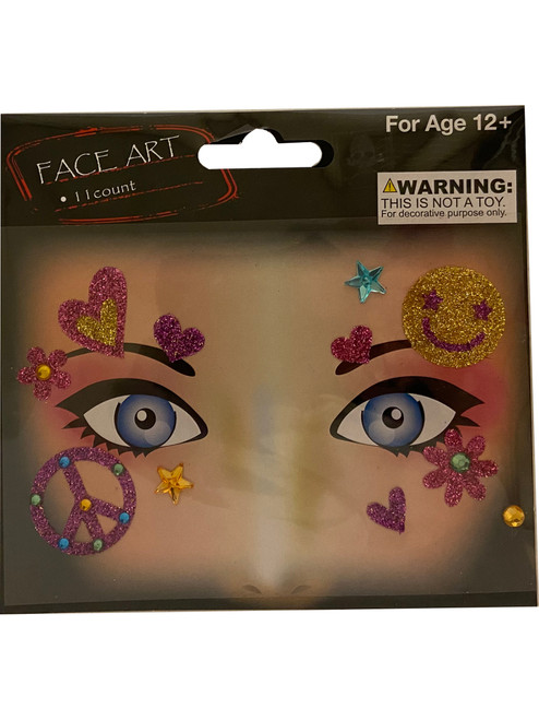 Face Art Hippie Sequin And Temporary Tattoos Costume Accessory